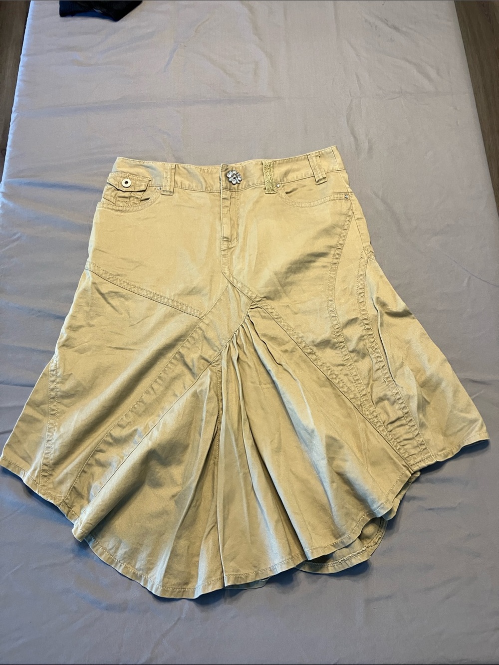 Smart Set Khaki Panelled Circle Skirt